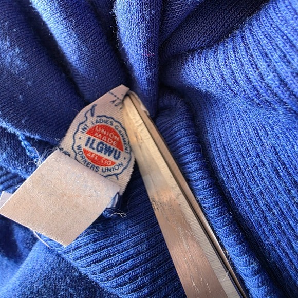 Vintage Russ Studio Cobalt Blue Knit Skirt Set Mock‎ Neck Top Made USA - Picture 4 of 14